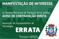 Manifestação de Interesse - Aquisição de Equipamentos de Tecnologia (ERRATA)